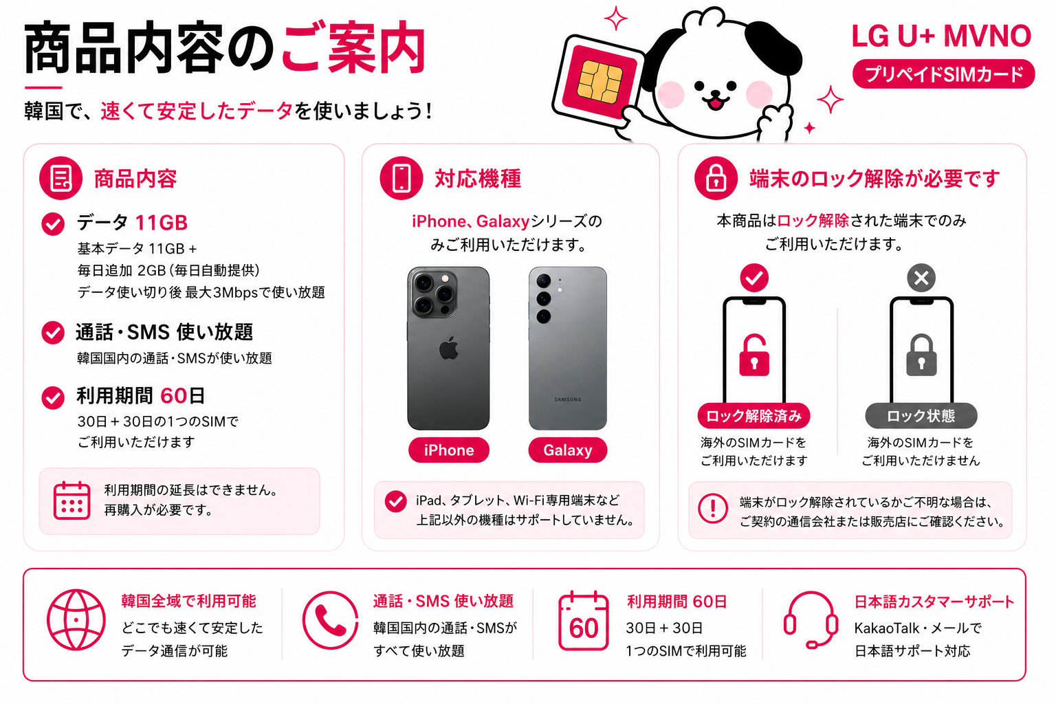 Korea Unlimited Data SIM Card | 60 Days | Calls & SMS Included