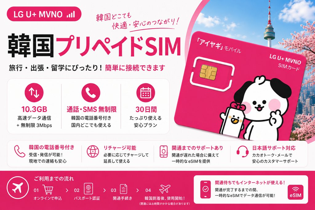 Korea Prepaid SIM Card | 30 Days | Calls & SMS Included