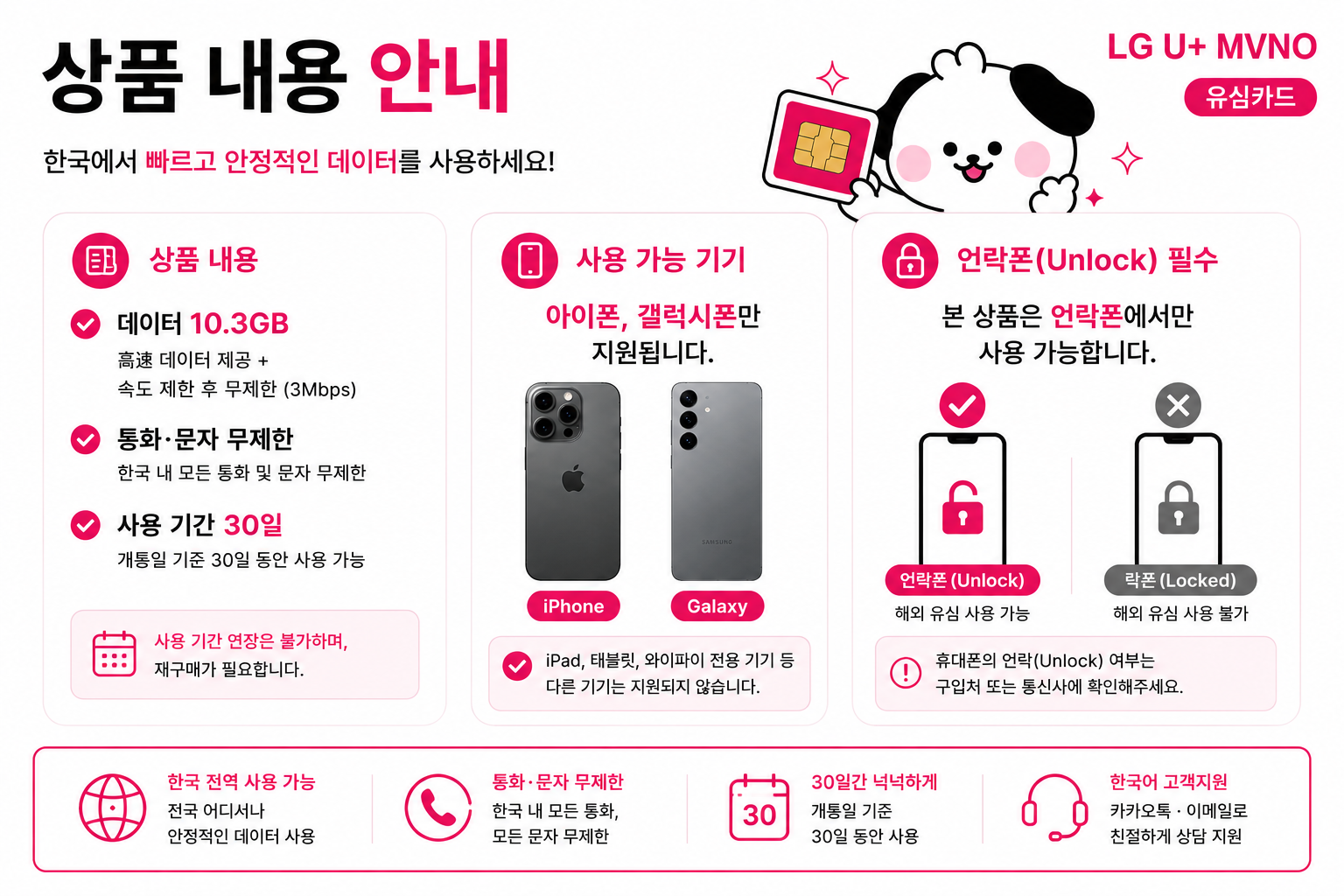 Korea Prepaid SIM Card | 30 Days | Calls & SMS Included